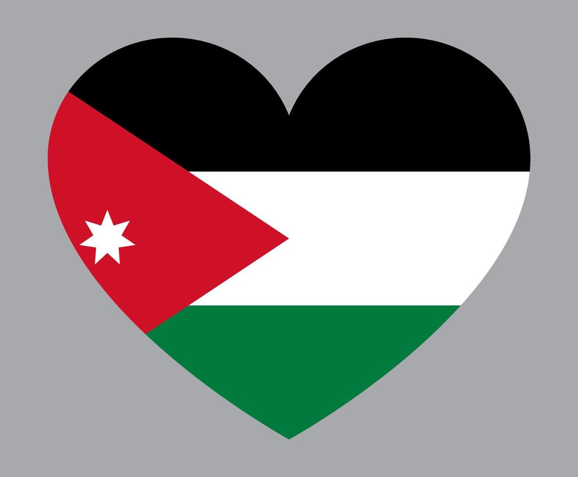 flat heart shaped Illustration of Jordan flag vector