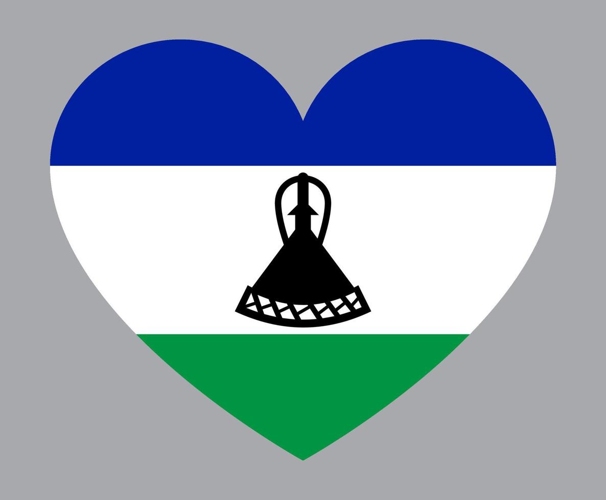 flat heart shaped Illustration of Lesotho flag vector