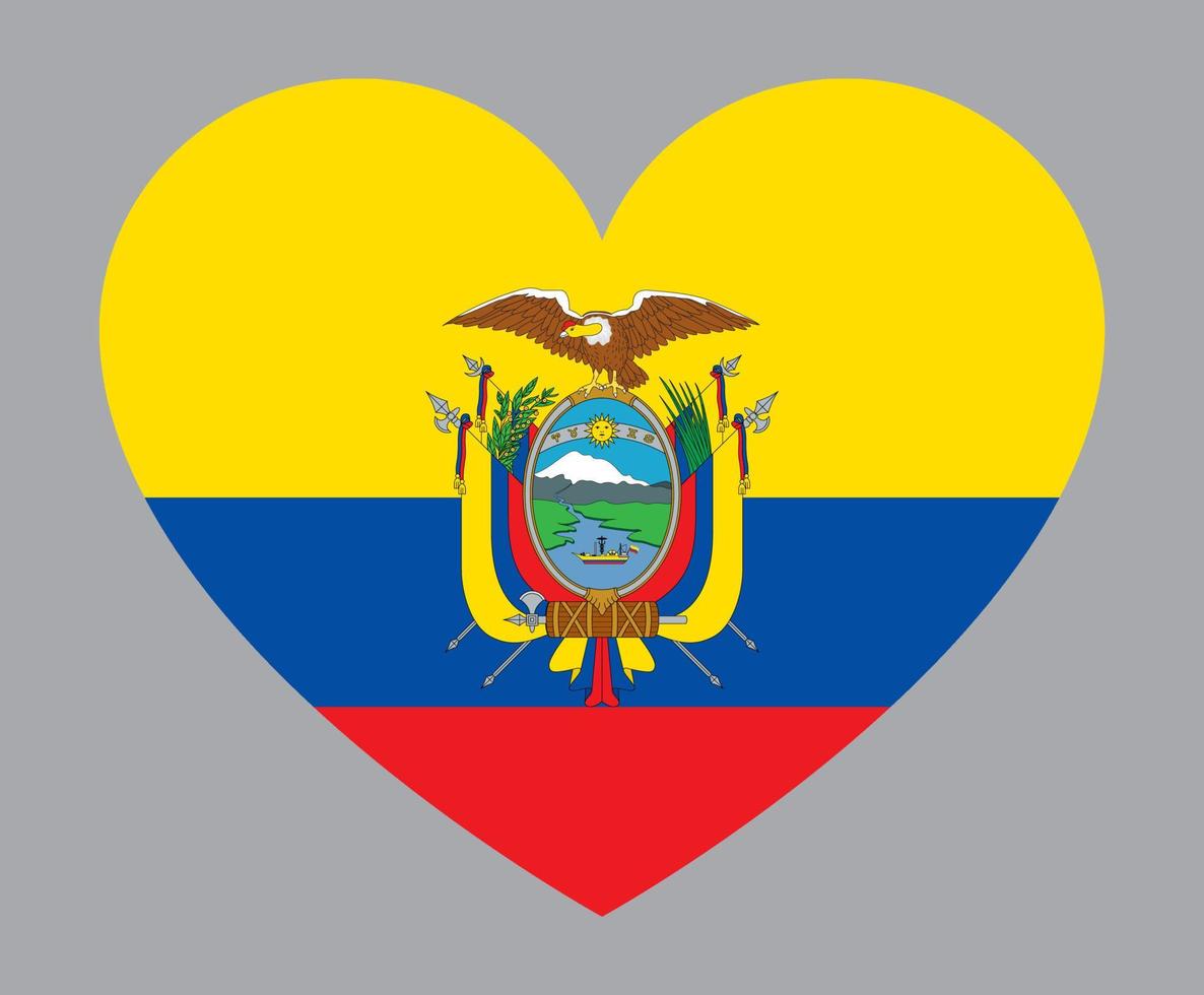 flat heart shaped Illustration of Ecuador flag vector