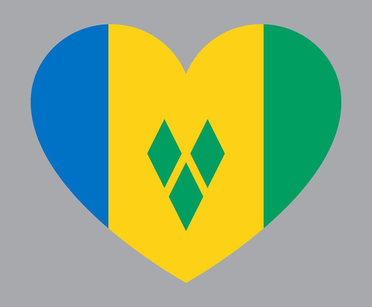 flat heart shaped Illustration of Saint Vincent and the Grenadines flag vector