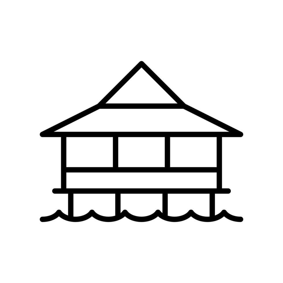 bungalow building icon flat line style vector for graphic and web design