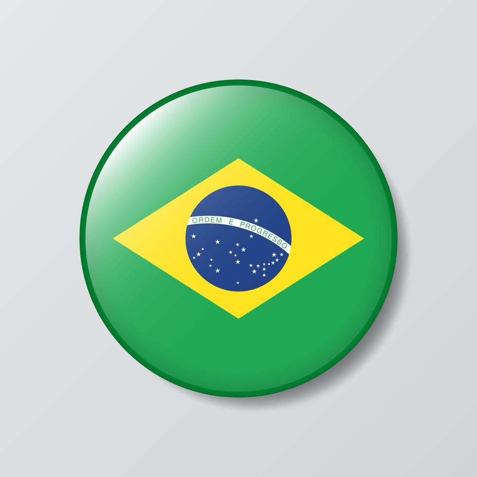 glossy button circle shaped Illustration of Brazil flag vector