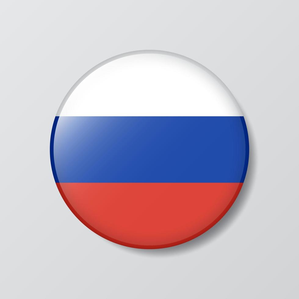 glossy button circle shaped Illustration of Russia flag vector