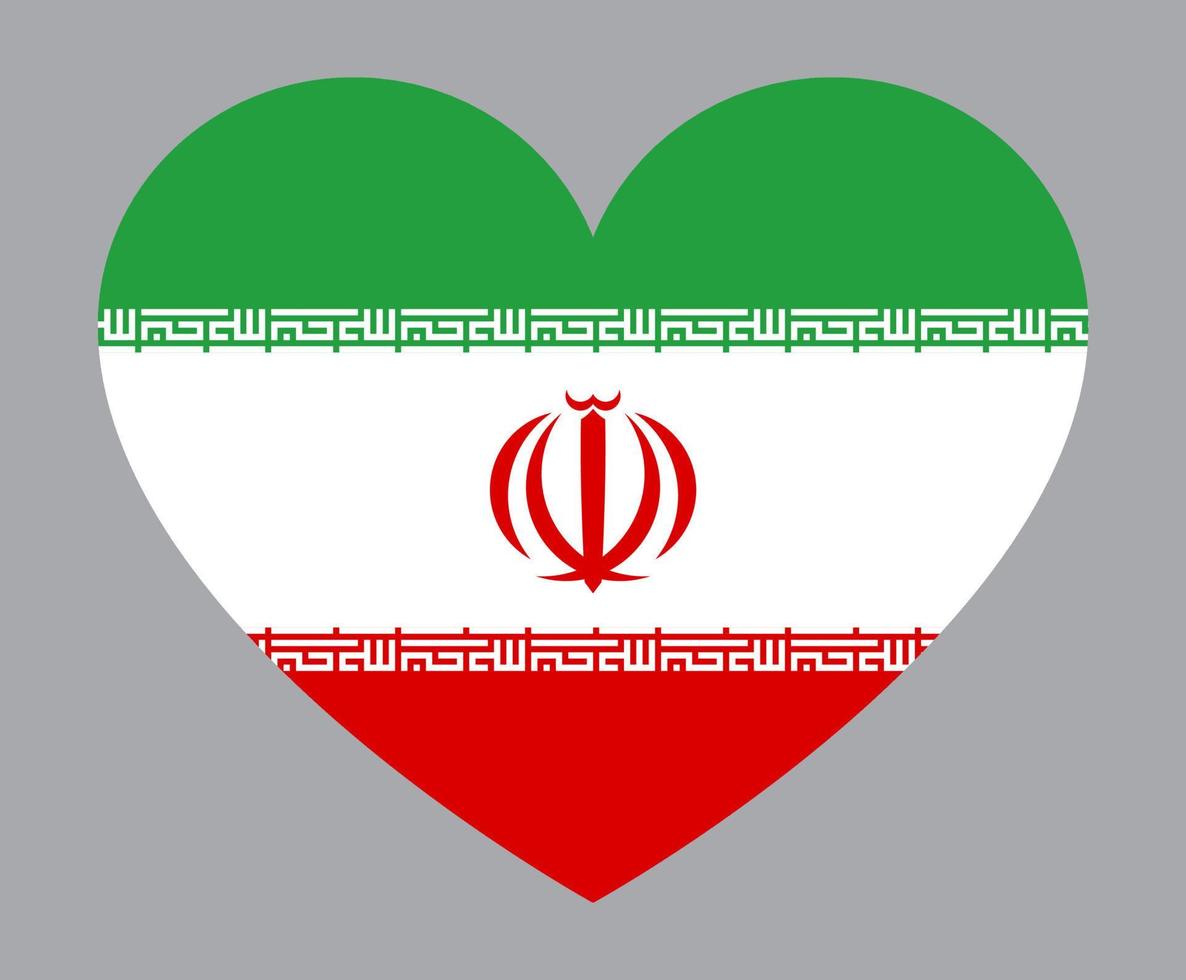 flat heart shaped Illustration of Iran flag vector