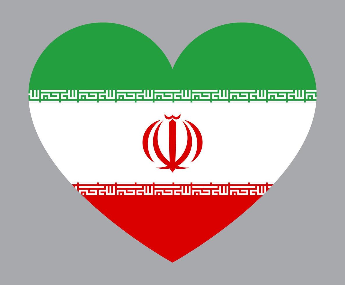 flat heart shaped Illustration of Iran flag vector