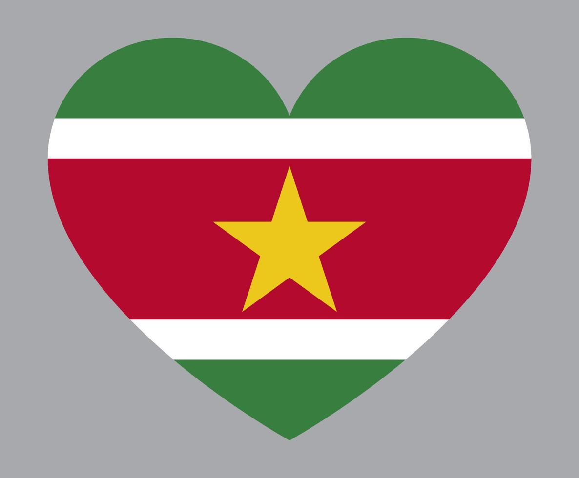 flat heart shaped Illustration of Suriname flag vector