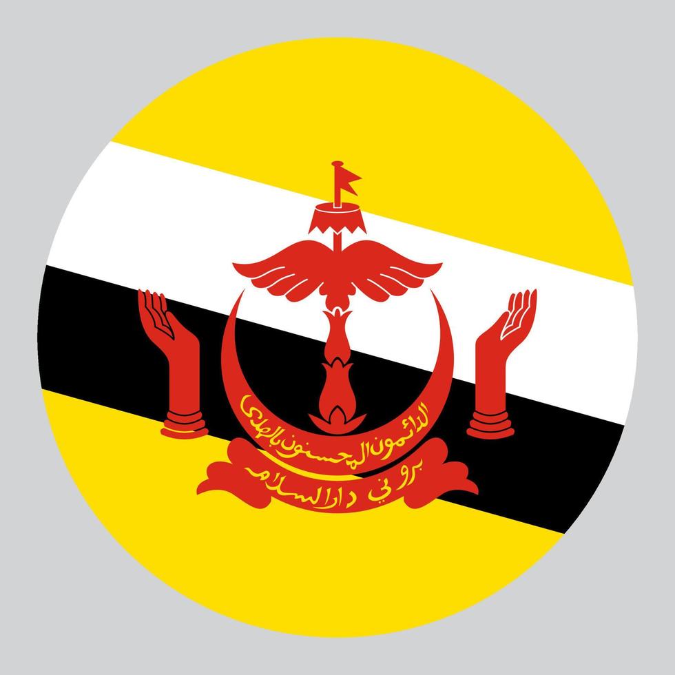 flat circle shaped Illustration of Brunei flag vector