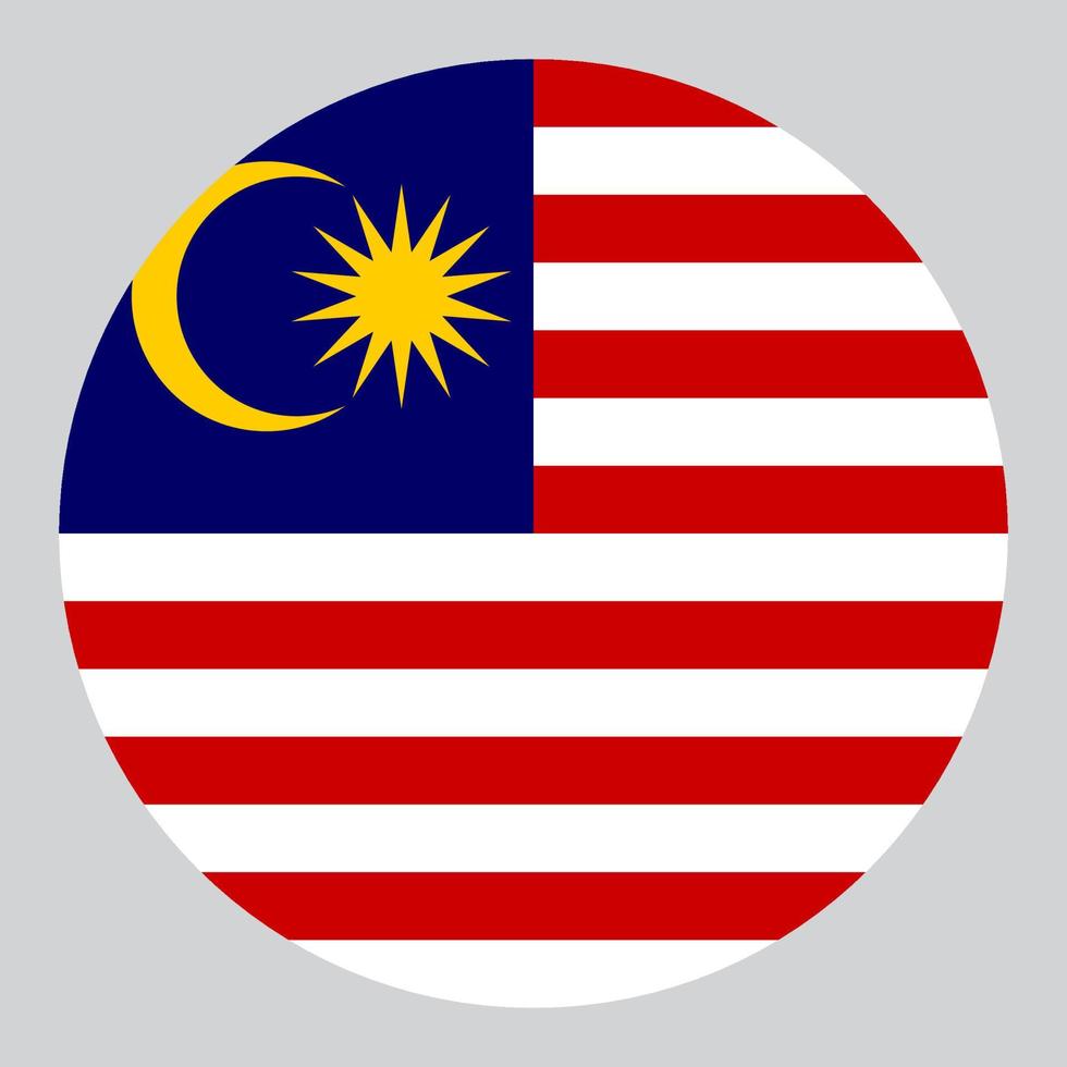 ilustración en forma de círculo plano de la bandera de malasia vector