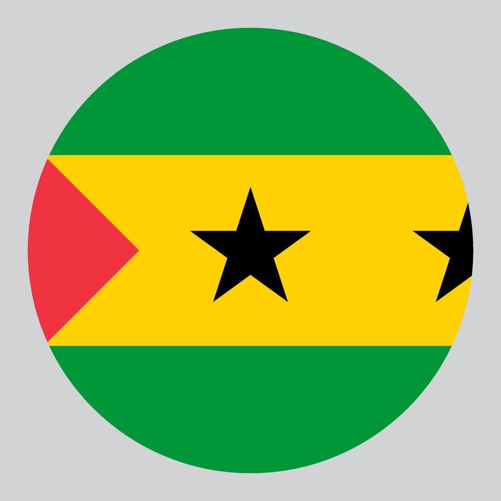 flat circle shaped Illustration of Sao Tome and Principe flag vector