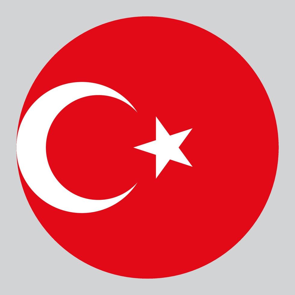 flat circle shaped Illustration of Turkey flag vector