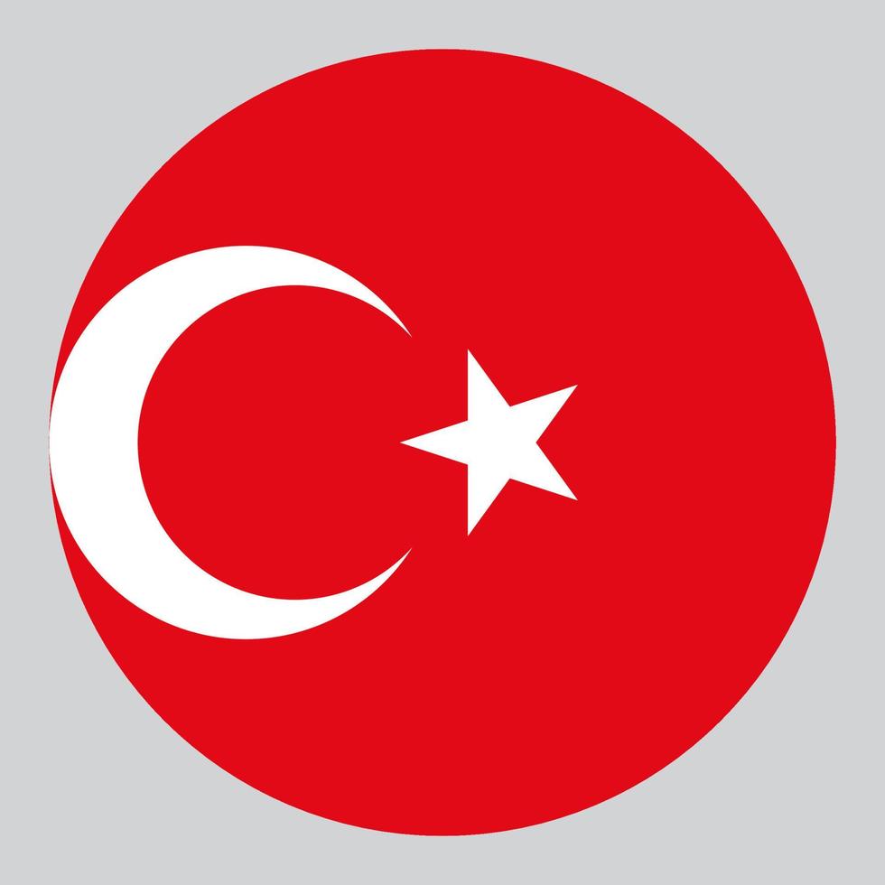 flat circle shaped Illustration of Turkey flag vector