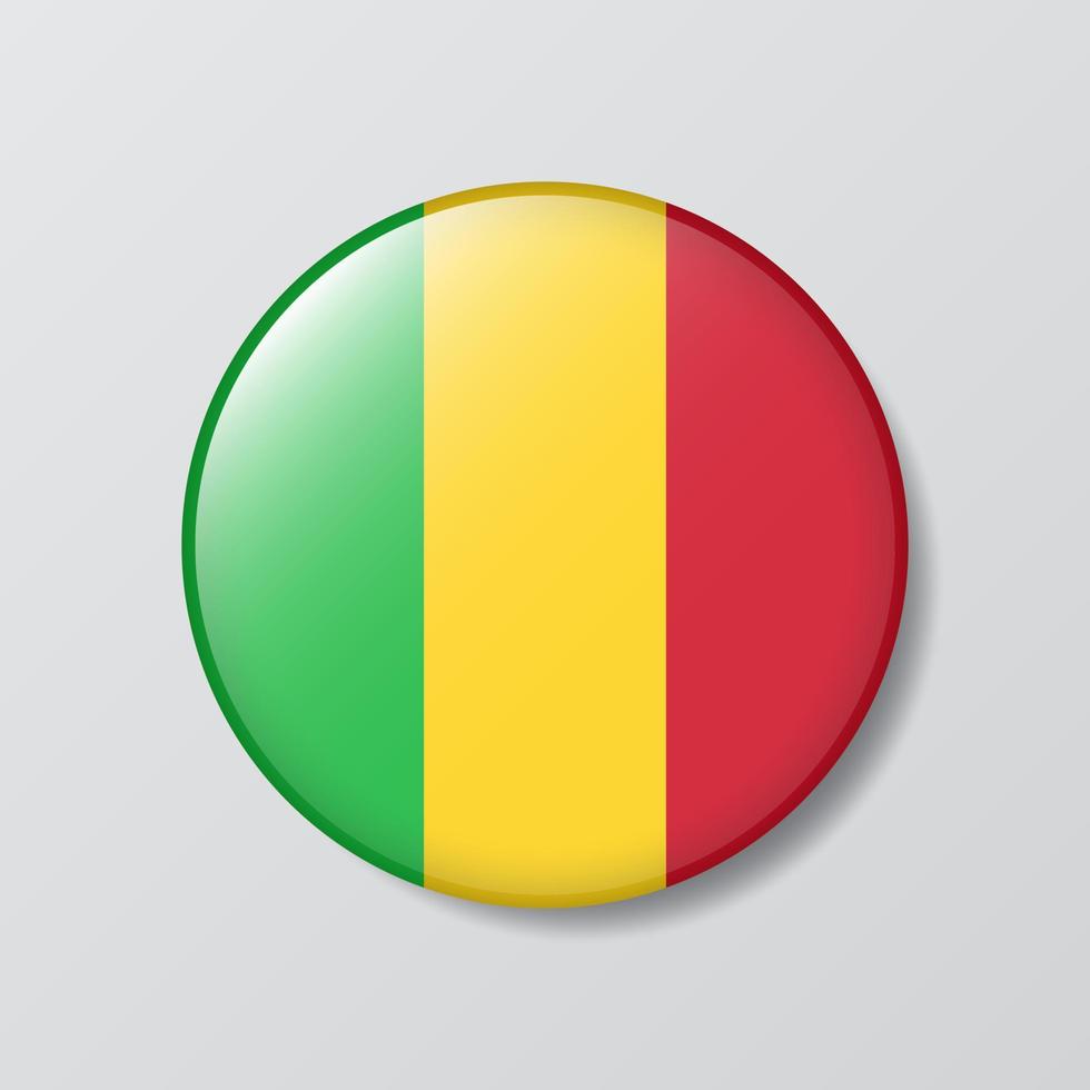 glossy button circle shaped Illustration of Mali flag vector
