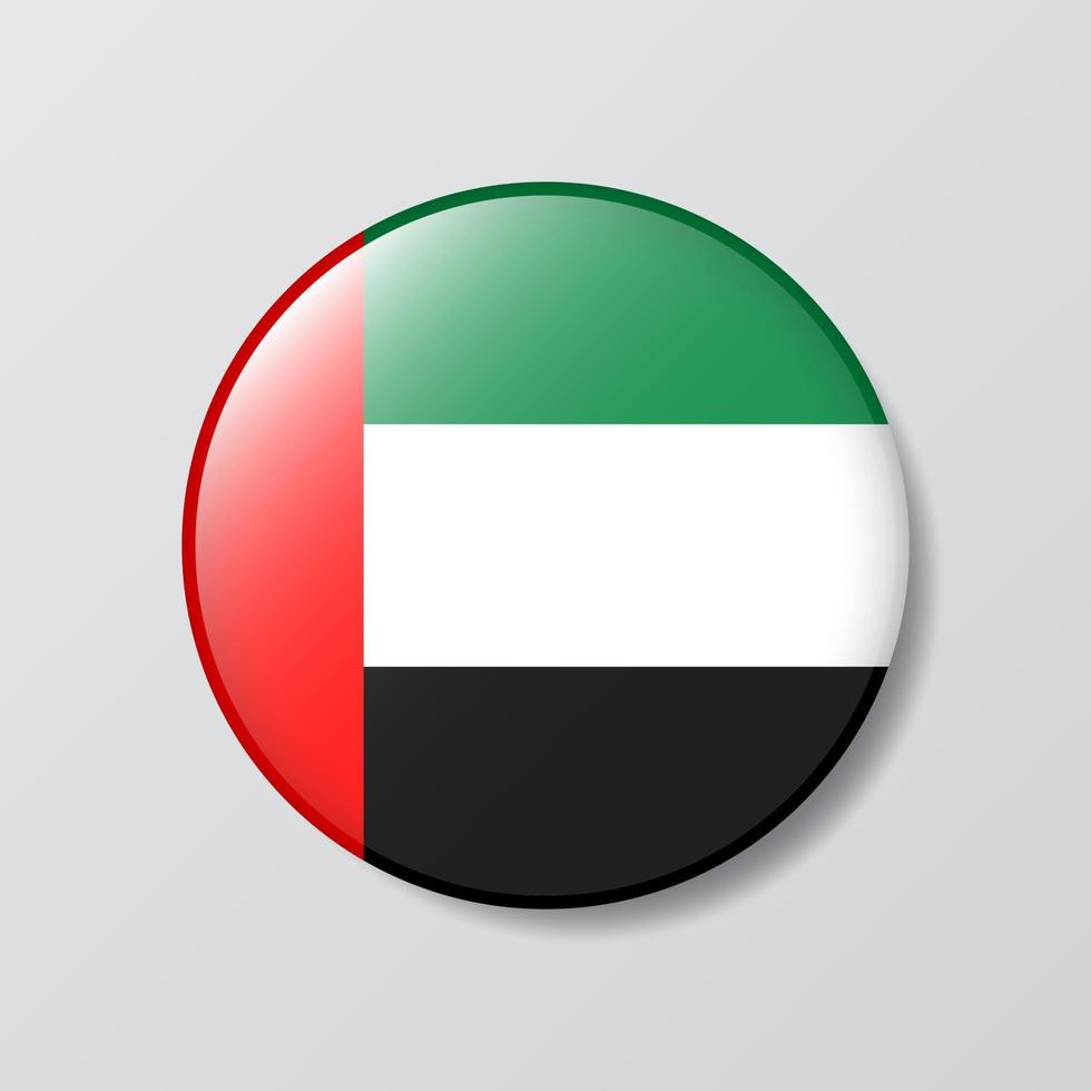 glossy button circle shaped Illustration of United Arab Emirates flag vector
