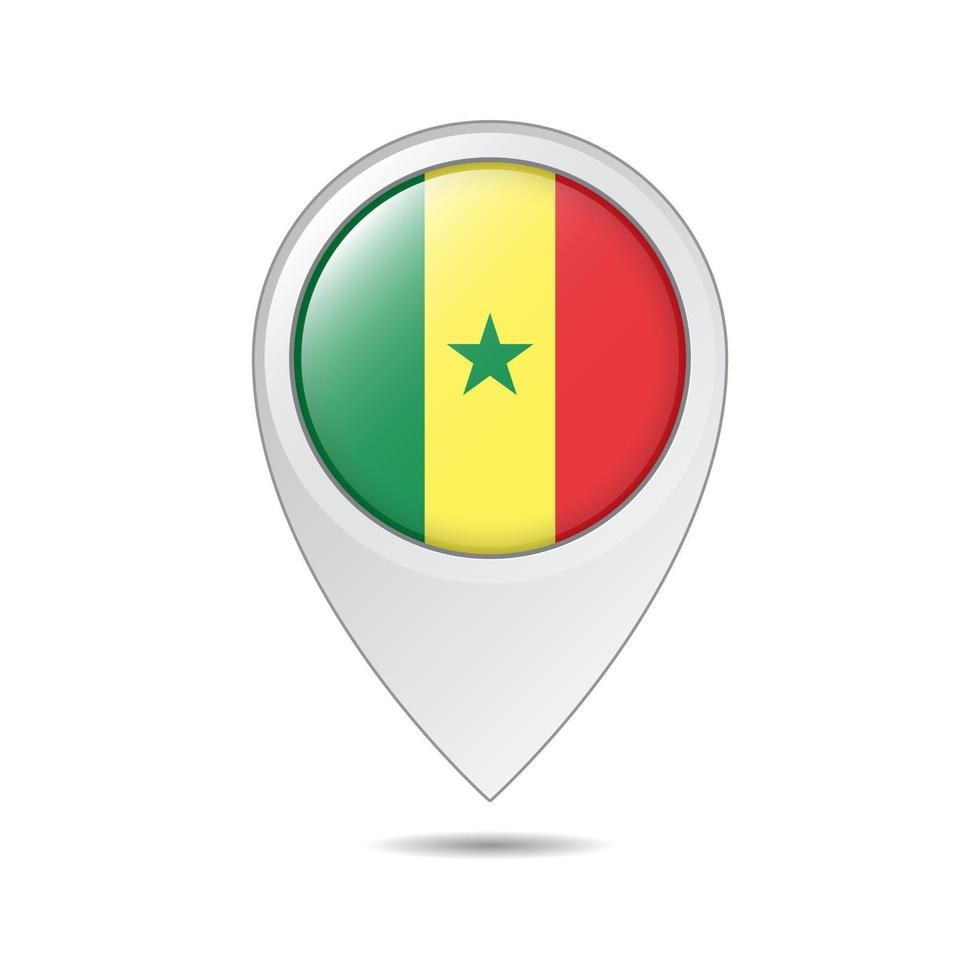 etiqueta de ubicación del mapa de la bandera de senegal vector