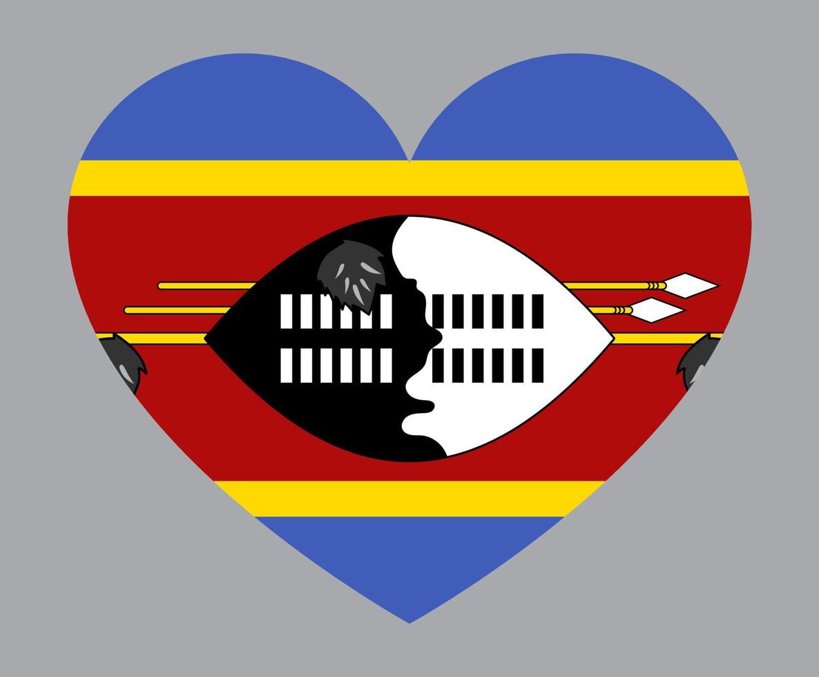 flat heart shaped Illustration of eswatini flag vector