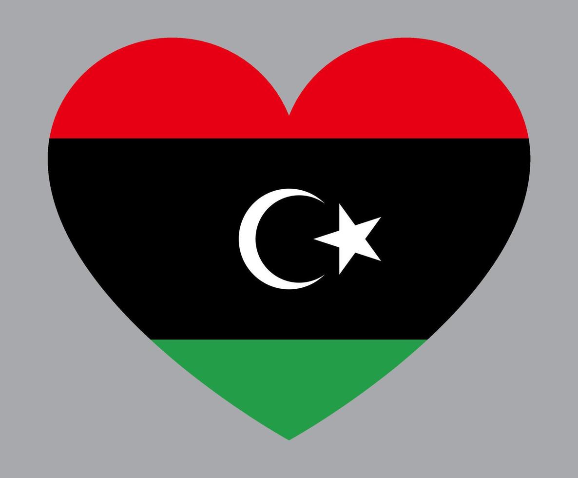 flat heart shaped Illustration of Libya flag vector