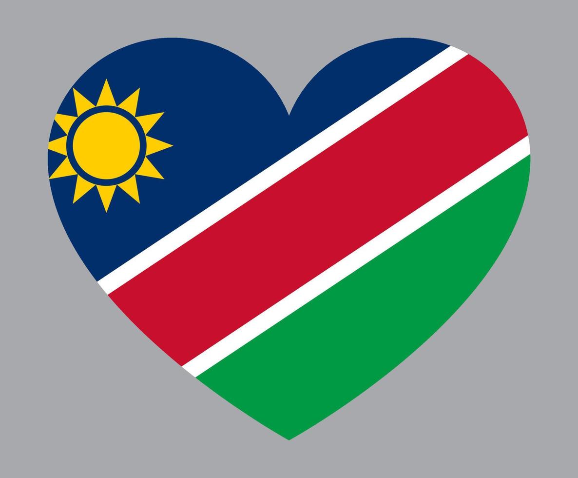 flat heart shaped Illustration of Namibia flag vector