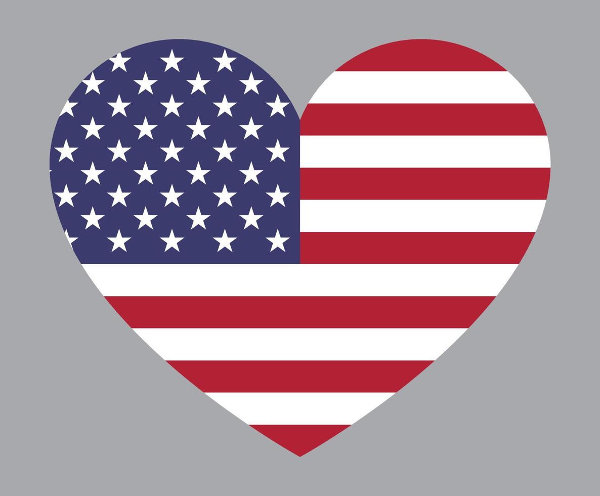 flat heart shaped Illustration of USA flag vector