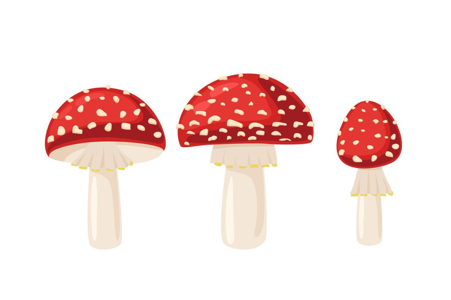 Mushroom icon set. Amanita Muscaria sign collection. Vector illustration of fly agaric isolated on white background