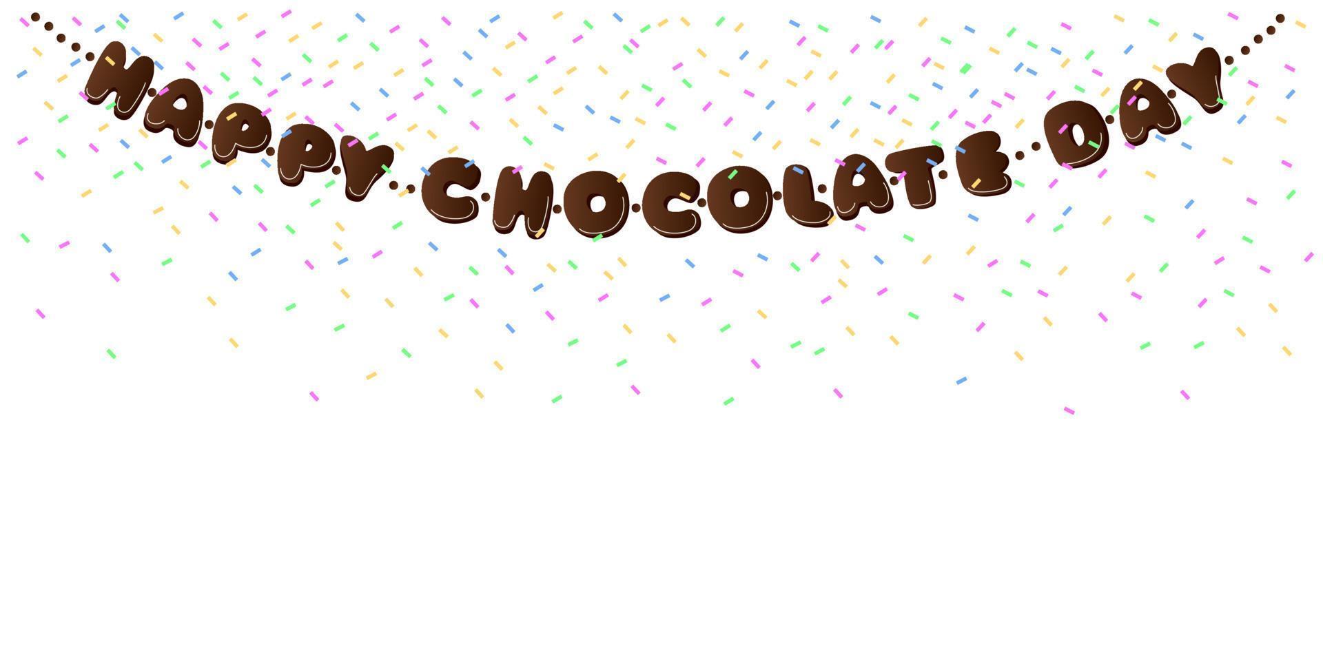 Happy World Chocolate Day. Vector illustration card. Chocolate drips background. Concept design for web, banner, background, wallpaper, poster or card design.
