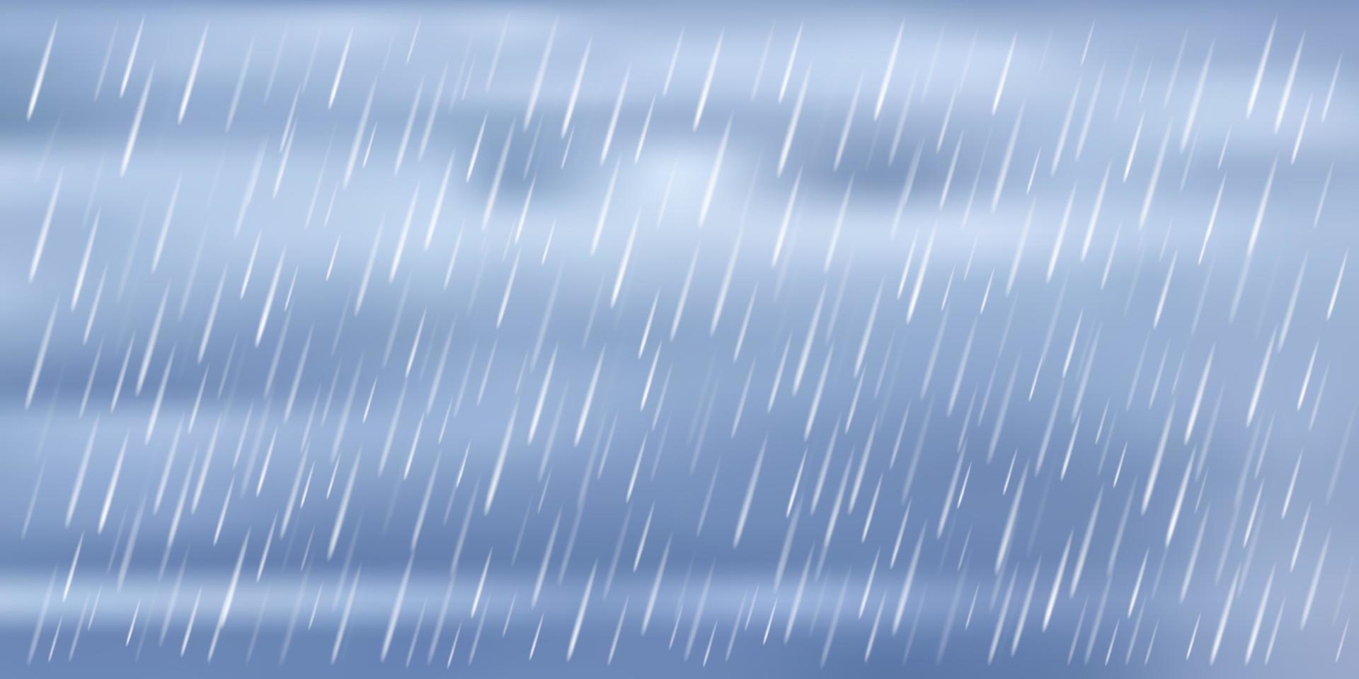 Rain, falling water drops. Shower drops, storm or downpour texture, autumn season rainy weather. Vector illustration