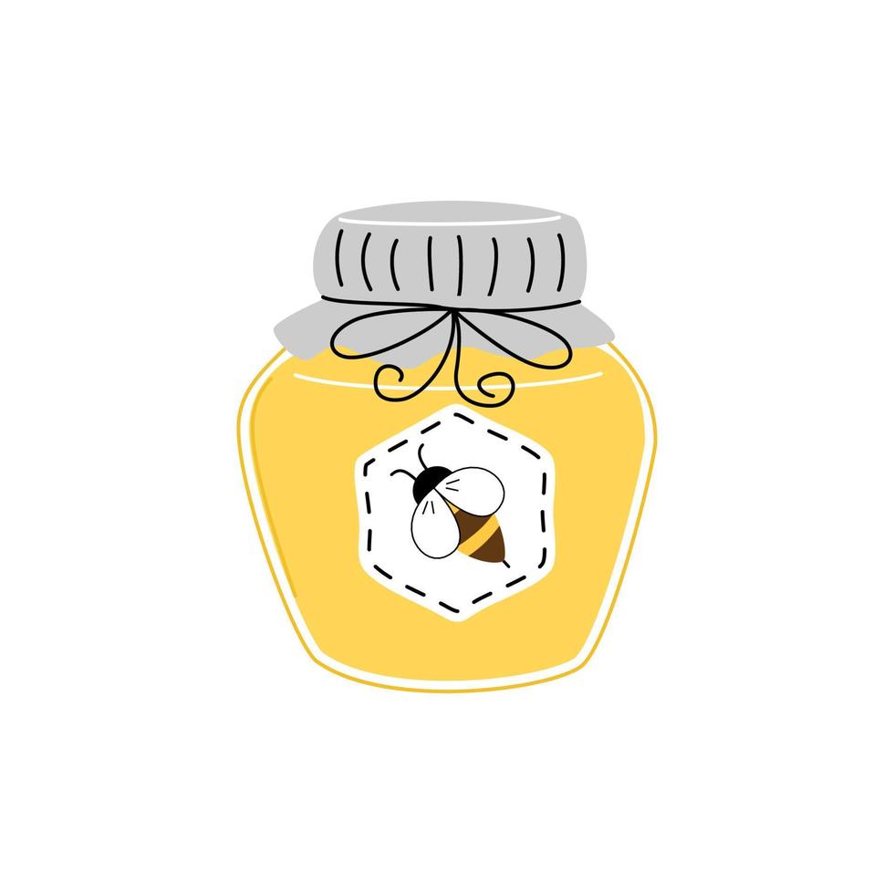 Honey jar icon on white background. Vector illustration.