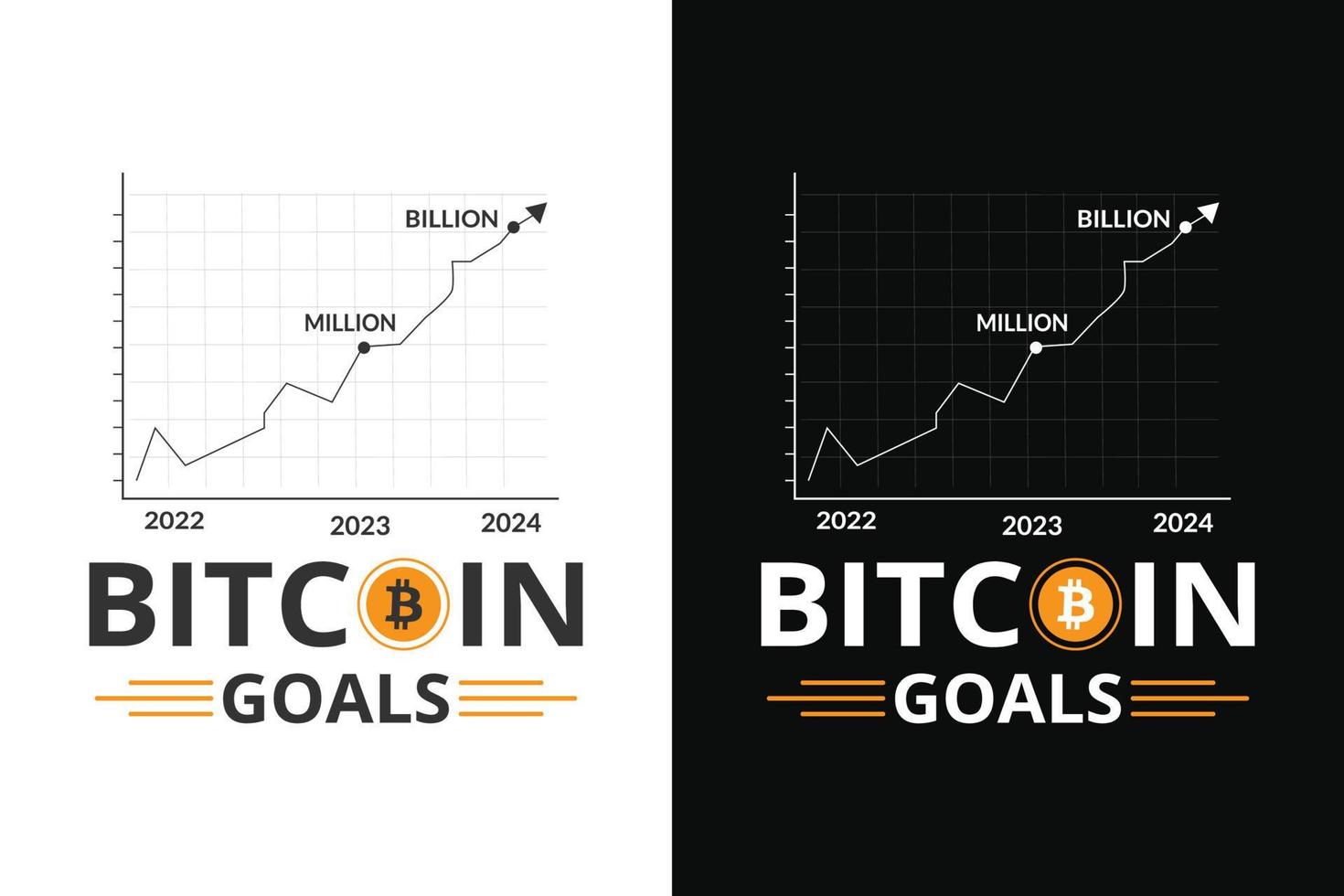 bitcoin goals, bitcoin t shirt design. Also for mugs, tote bags, hats, cards, stickers, print and merchandise vector