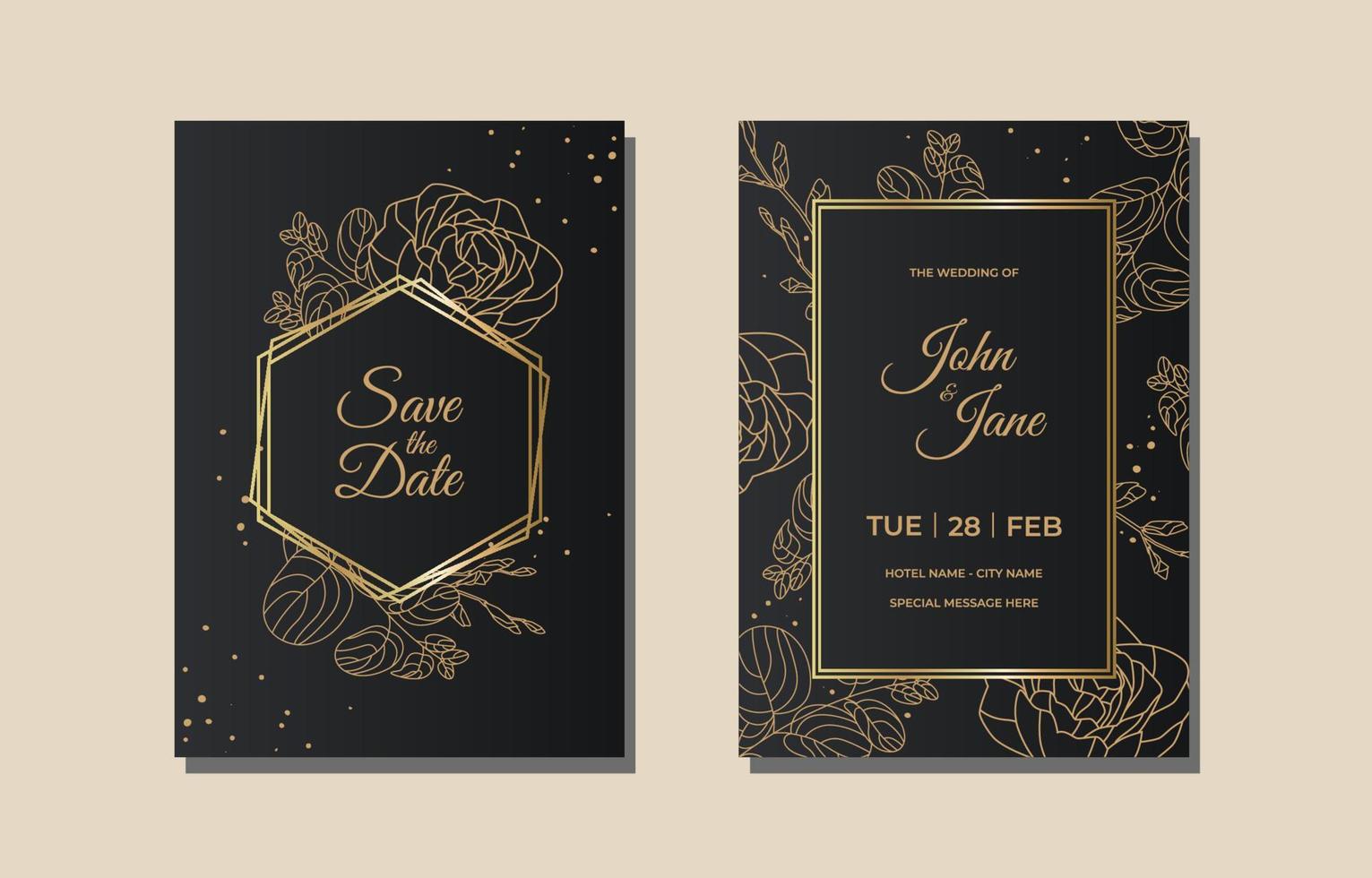 Luxury Wedding Invitation With Rose Ornament vector