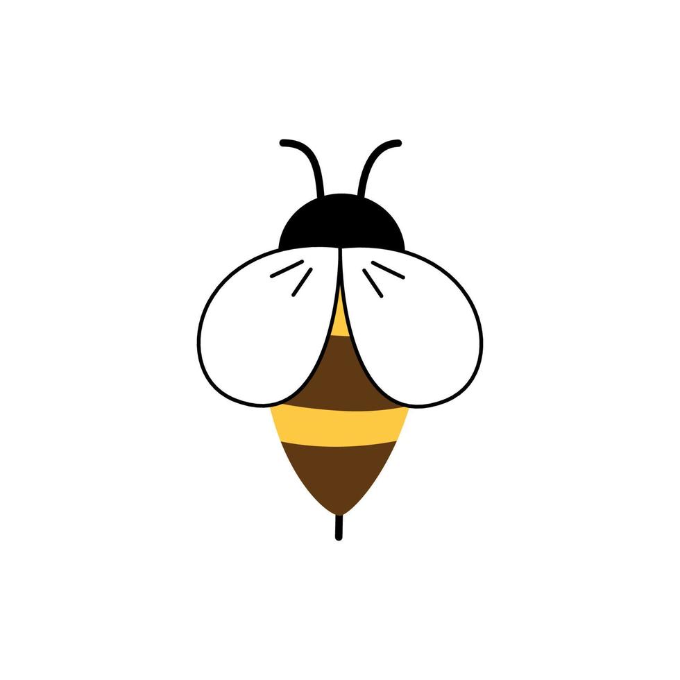 Vector illustration of icon bee on white background. Insect character.