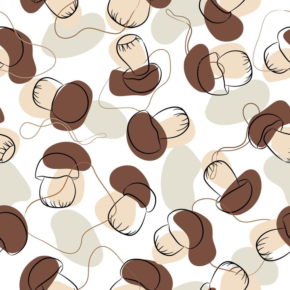 Boletus mushrooms seamless pattern. Abstract background. Vector illustration. Autumn mushroom collection season.