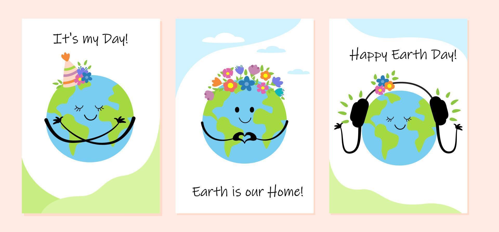 Earth Day. Vector templates for postcard, poster, banner, flyer. Idea for design.