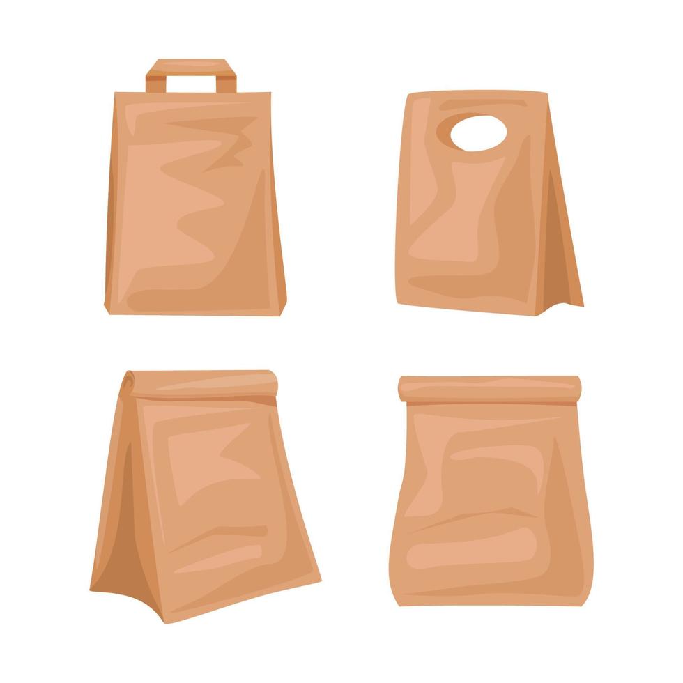 Set of paper bags. Shopping bags. Vector illustration.