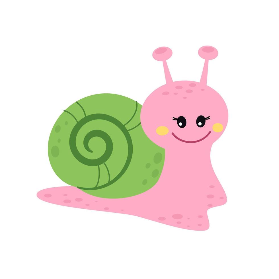 Cute snail. Vector illustration isolated on white background.