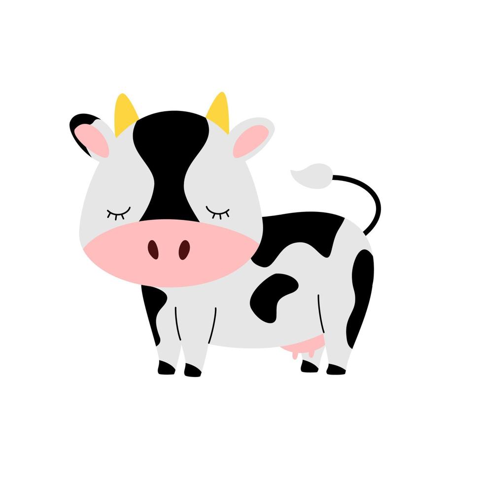 Cute seamless pattern with cow and abstract elements. Trendy vector design. Vector illustration.