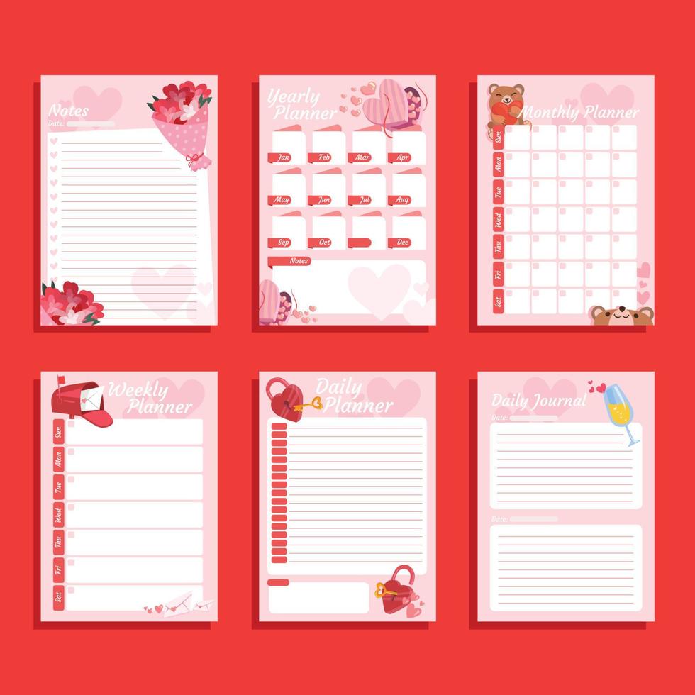 Valentine's Day Journal Template vector