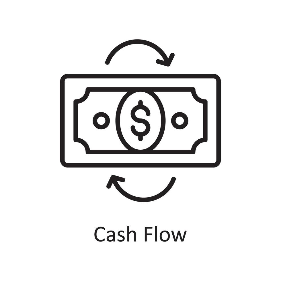 Cash Flow Vector Outline Icon Design illustration. Business And Data Management Symbol on White background EPS 10 File