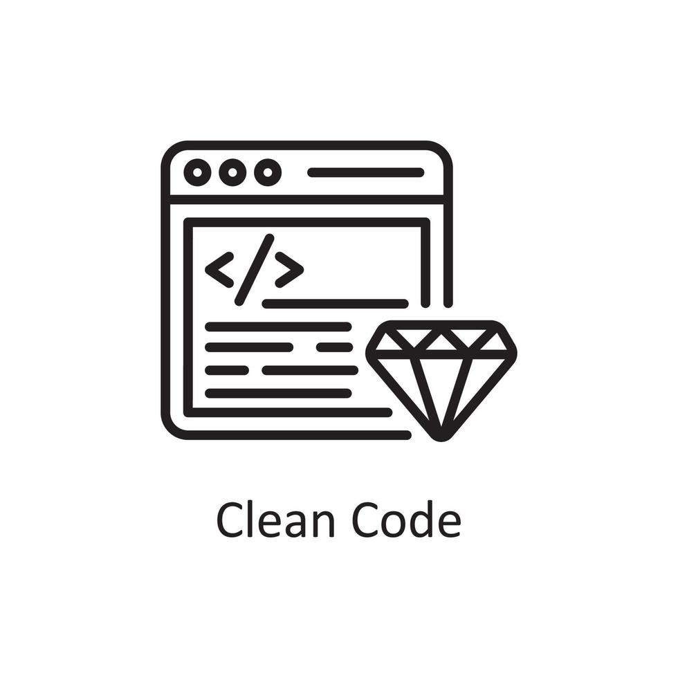 Clean Code Vector Outline Icon Design illustration. Design and ...