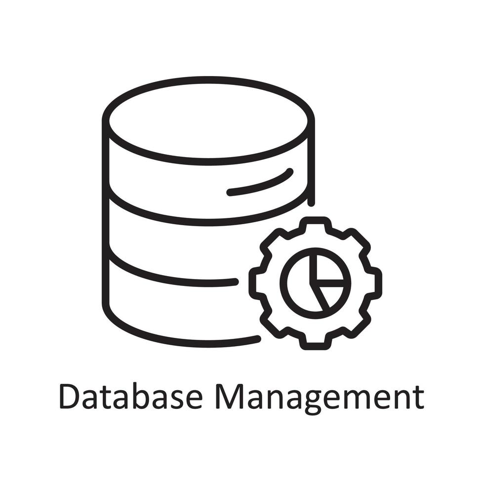 ilustración de diseño de icono de esquema de vector de gestión de base de datos. símbolo de gestión de datos y negocios en el archivo eps 10 de fondo blanco