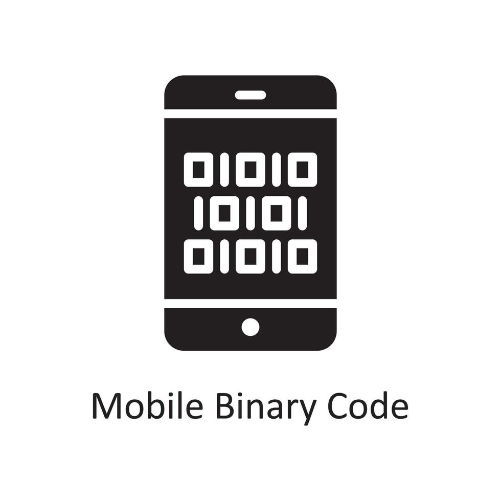 Mobile Binary Code Vector Solid Icon Design illustration. Business And Data Management Symbol on White background EPS 10 File