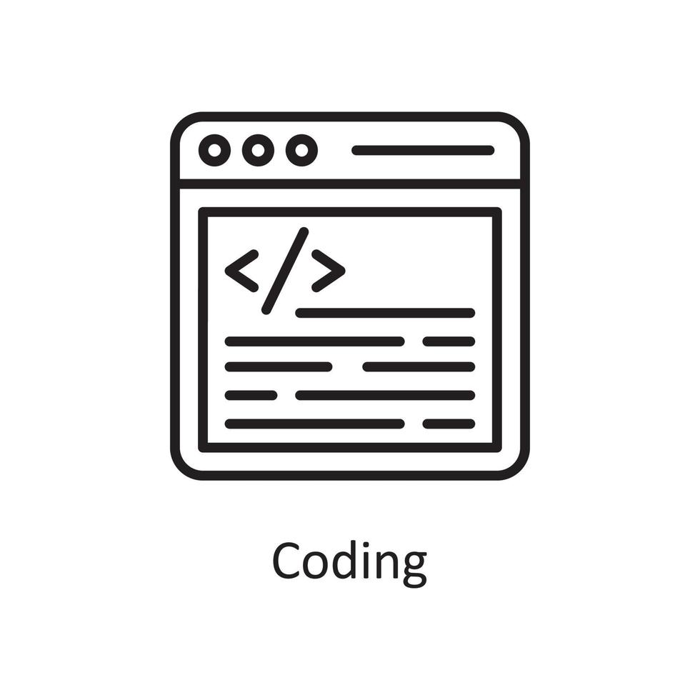 ilustración de diseño de icono de contorno de vector de codificación. símbolo de diseño y desarrollo en el archivo eps 10 de fondo blanco
