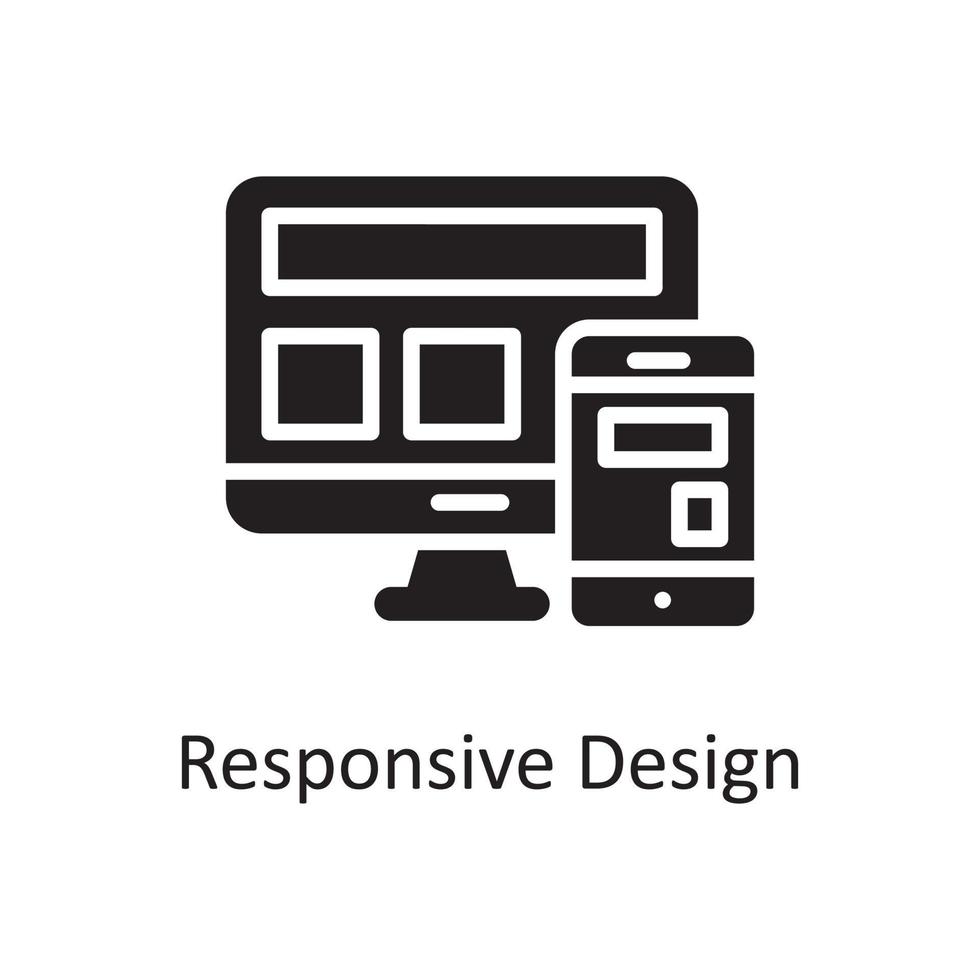 ilustración de diseño de icono sólido de vector de diseño receptivo. símbolo de diseño y desarrollo en el archivo eps 10 de fondo blanco