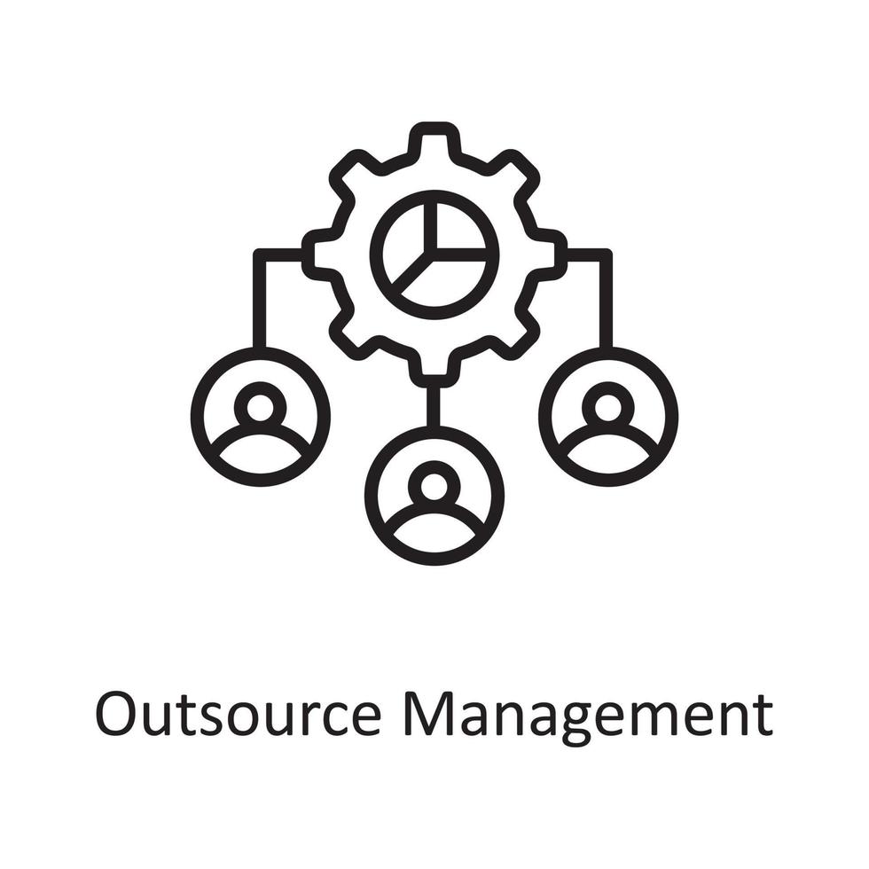 Outsource Management Vector Outline Icon Design illustration. Business And Data Management Symbol on White background EPS 10 File