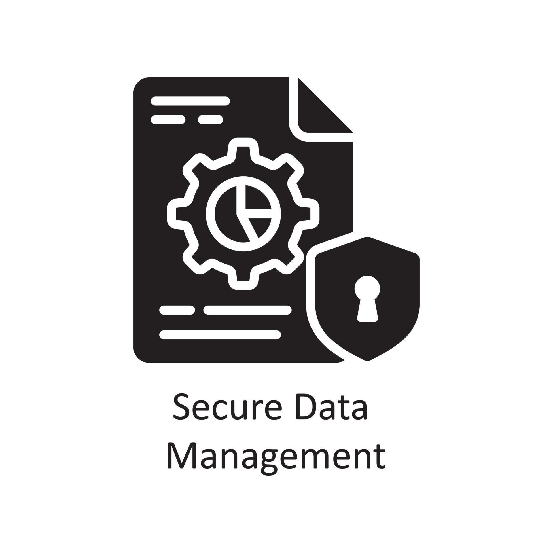 Secure Data Management Vector Solid Icon Design illustration. Business ...