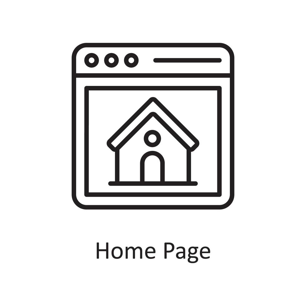 ilustración de diseño de icono de contorno de vector de página de inicio. símbolo de diseño y desarrollo en el archivo eps 10 de fondo blanco