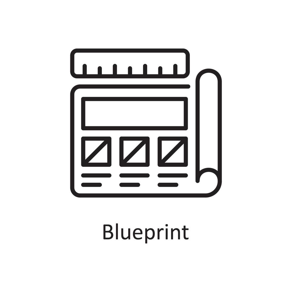 Blueprint Vector Outline Icon Design illustration. Design and Development Symbol on White background EPS 10 File