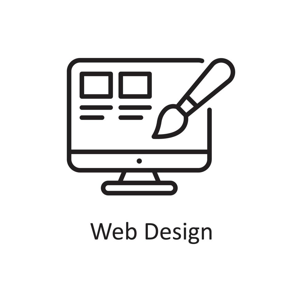 ilustración de diseño de icono de contorno de vector de diseño web. símbolo de diseño y desarrollo en el archivo eps 10 de fondo blanco