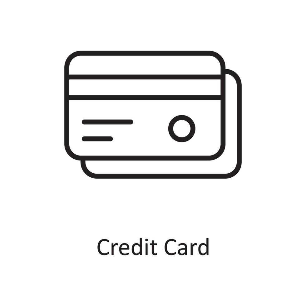 Credit Card Vector Outline Icon Design illustration. Business And Data Management Symbol on
