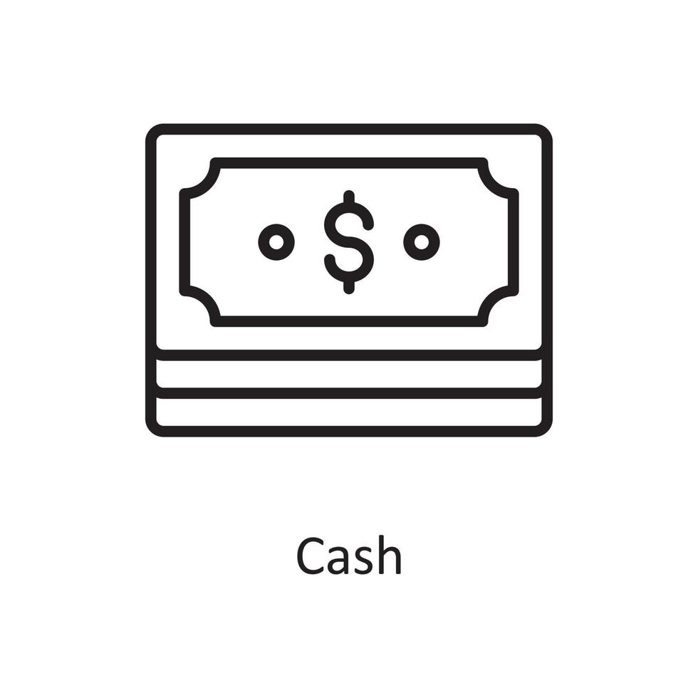 Cash Vector Outline Icon Design illustration. Business And Data Management Symbol on White background EPS 10 File