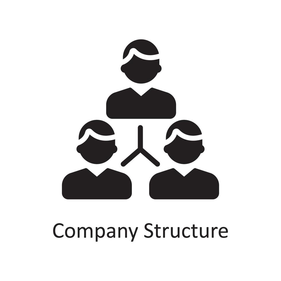 Ilustración de diseño de icono sólido de vector de estructura de empresa. símbolo de gestión de datos y negocios en el archivo eps 10 de fondo blanco