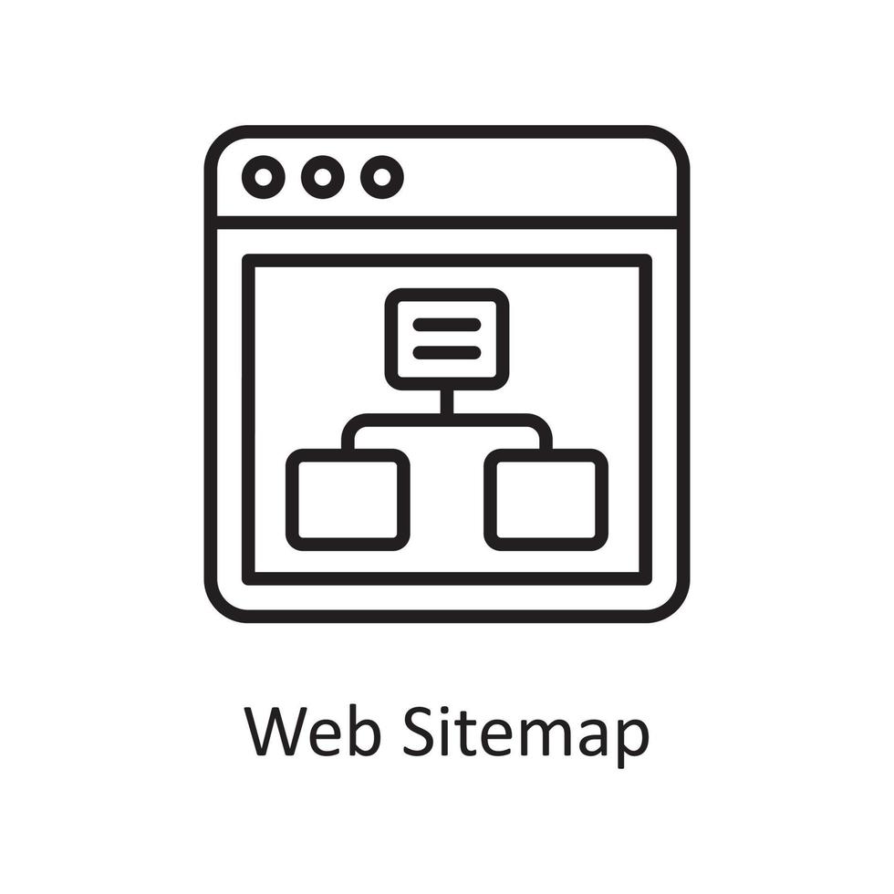 ilustración de diseño de icono de esquema de vector de mapa de sitio web. símbolo de diseño y desarrollo en el archivo eps 10 de fondo blanco